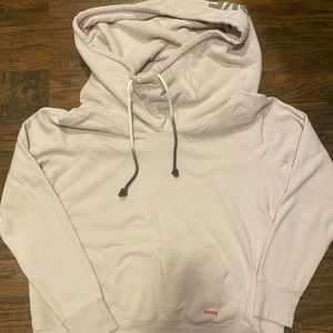 Peace Love World Cowl Neck hoodie with affirmation